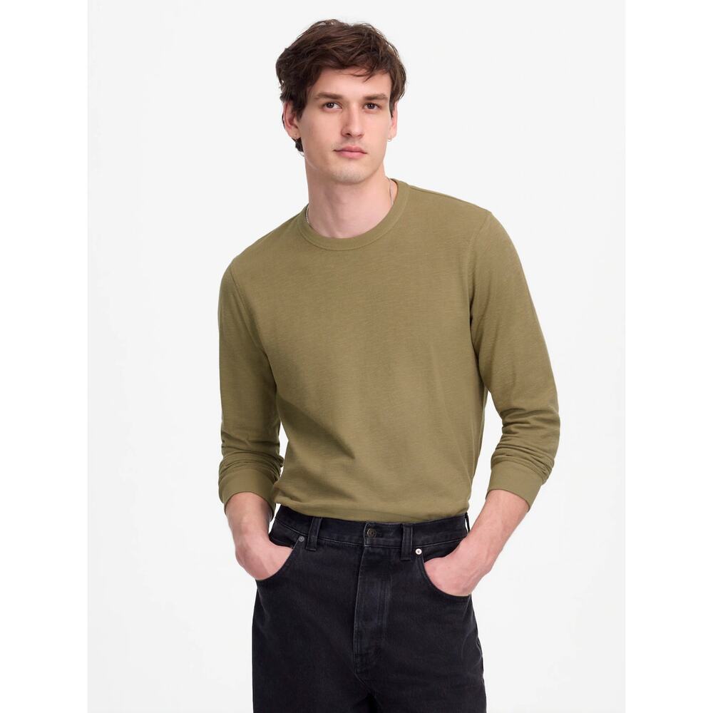Madewell Heavyweight Slub Cotton Long Sleeve Tee Faded Fatigue Green Small NWT